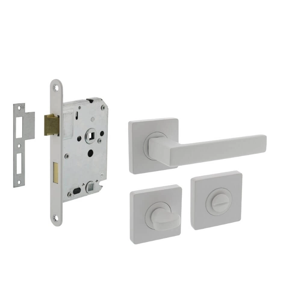 Compleet deurklinkset Hera wit toilet