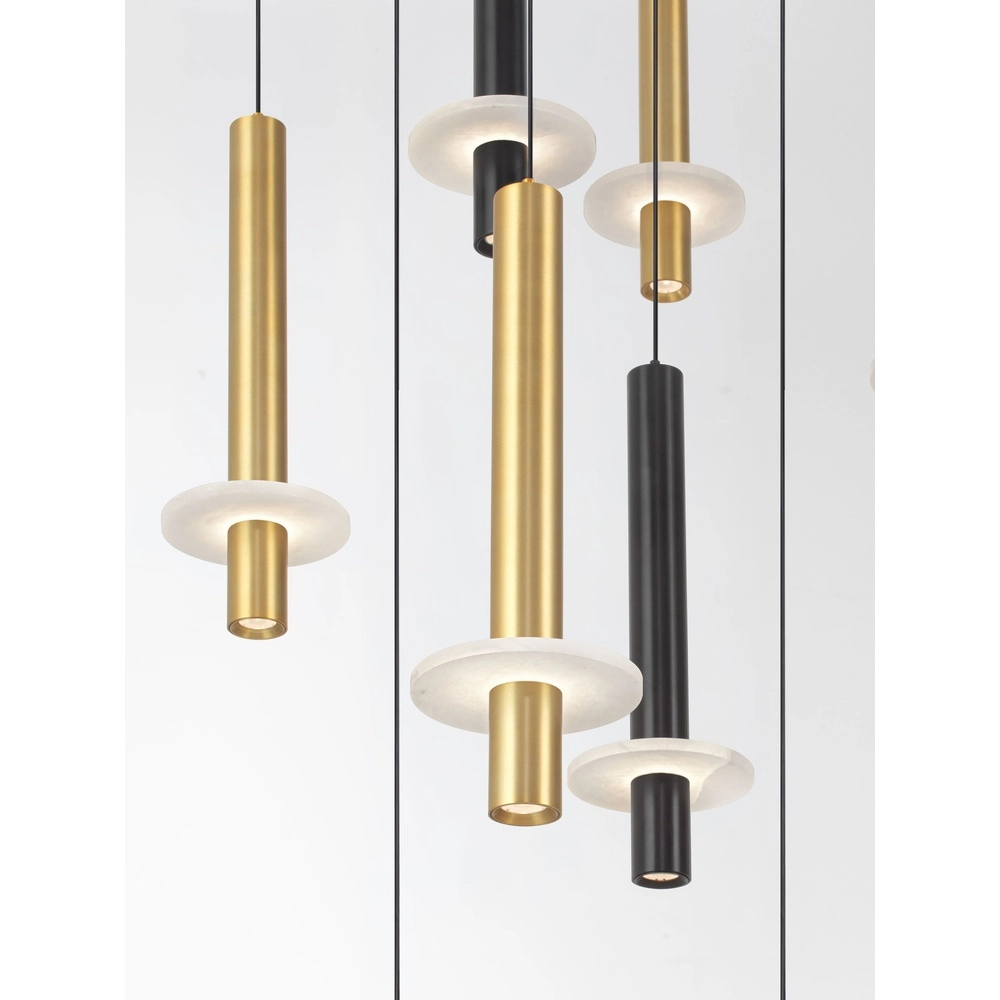 Design hanglamp Noemi zwart met wit en goud Ø 72cm Lyora 5212063503335