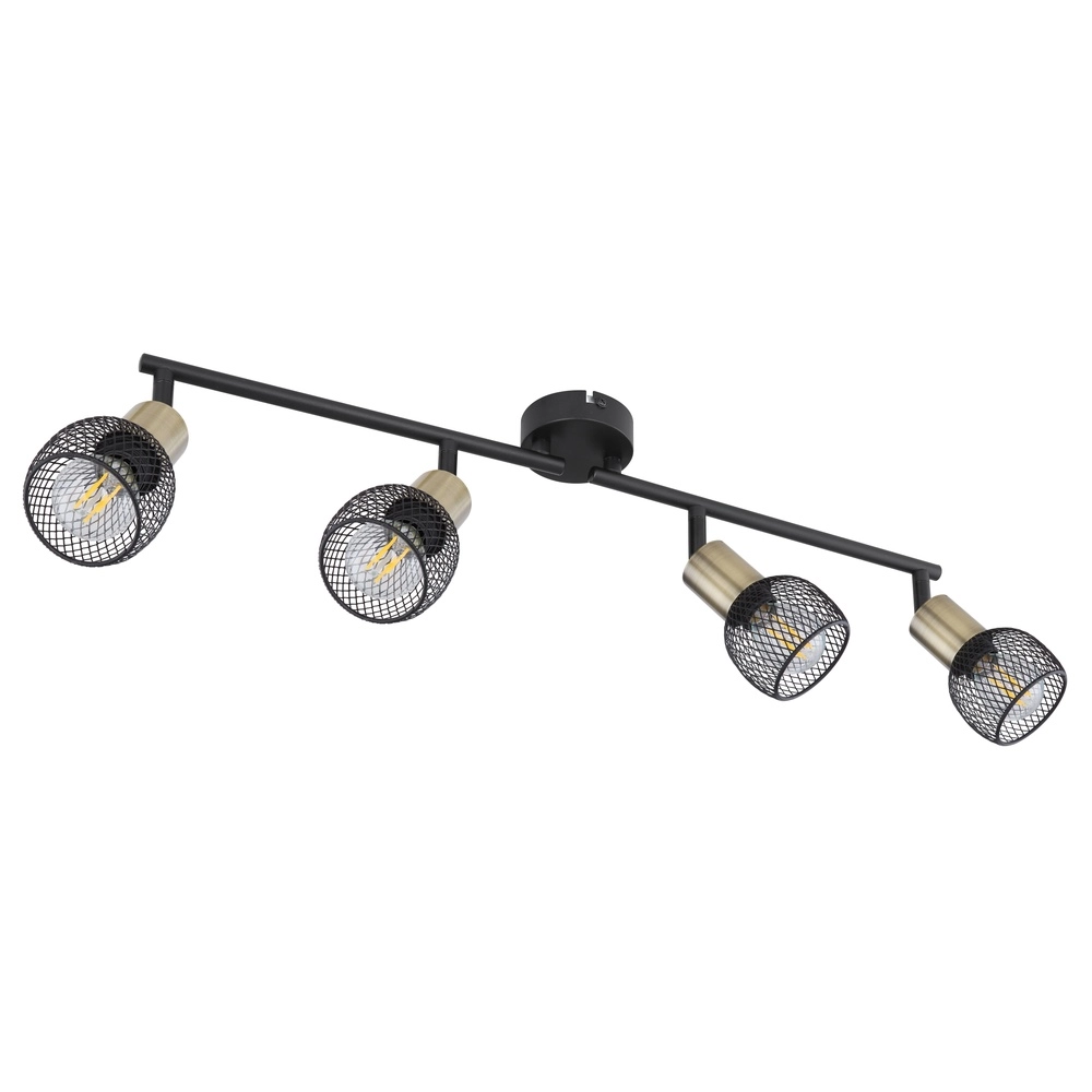 Plafondlamp Fiastra 4-lichts zwart met gaas Globo 9007371418121