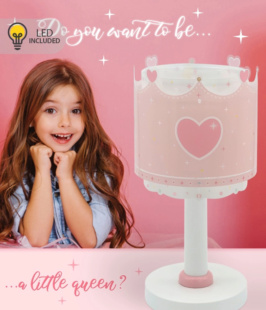 Kinderkamer tafellamp Little Queen roze glow in the dark Dalber 8420406002293