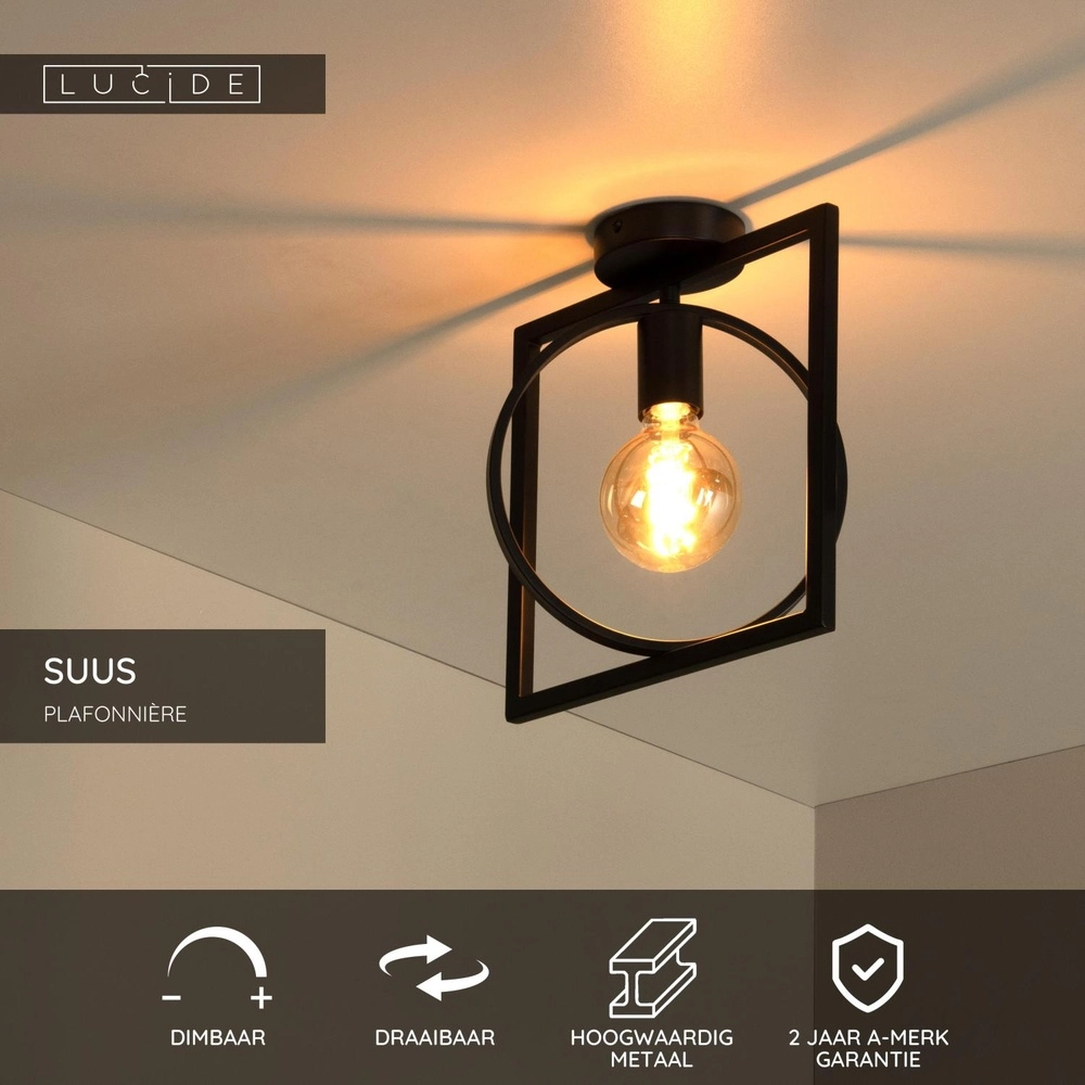 Unieke plafondlamp Suus zwart Lucide 5411212010865