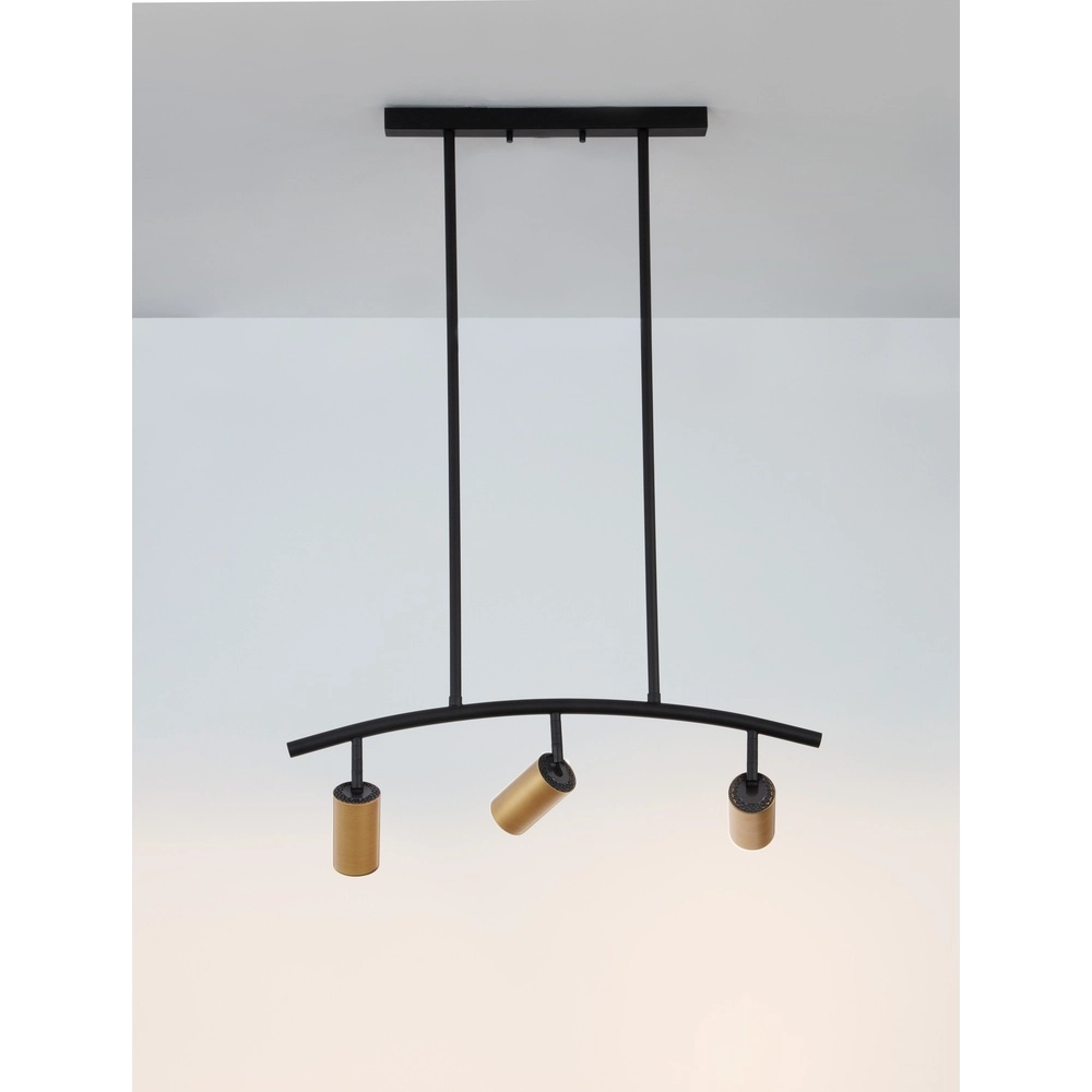 Hanglamp Pogno 3-lichts zwart met goud rond