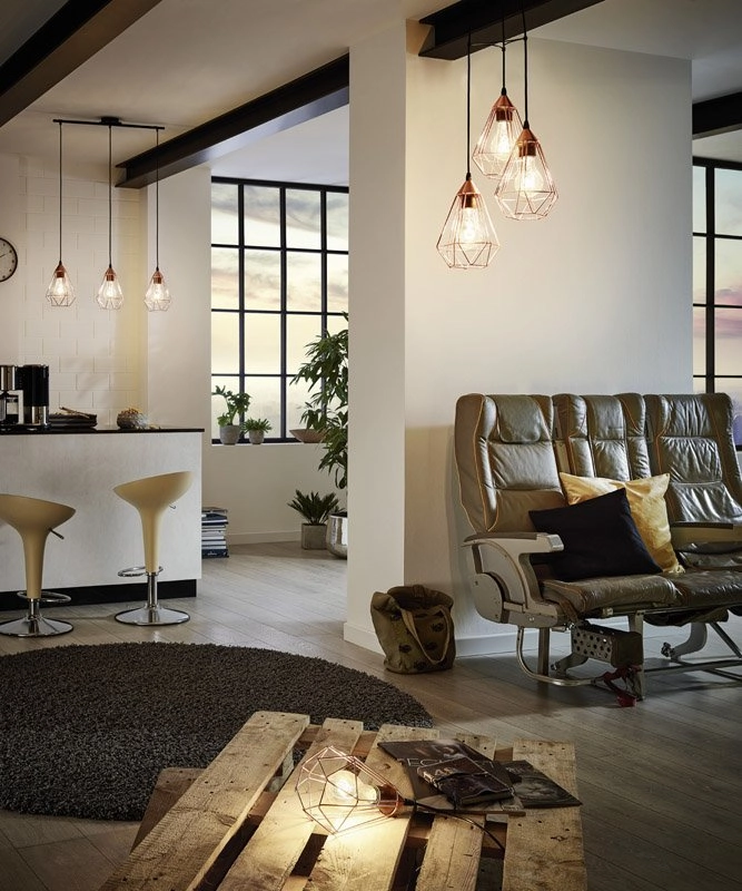 Hanglamp Tarbes 3-lichts koper met zwart Eglo 9002759941956