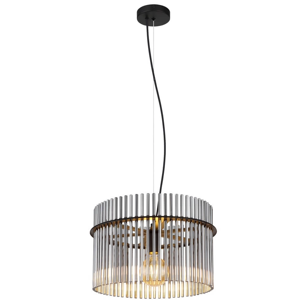 Zwarte hanglamp Gorley met smoke glas Ø 40cm