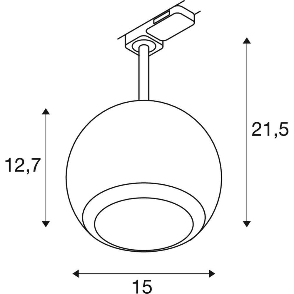 Spot voor rail Light Eye 150 zwart Ø 15cm 3-fase SLV 4024163295420
