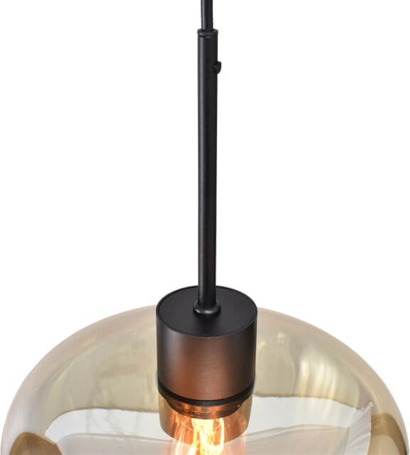 3-lichts hanglamp Genua zwart met 1x goud glas Ø 24cm  - 1x Ø 29cm en 1 pendel Masterlight 8718121357423