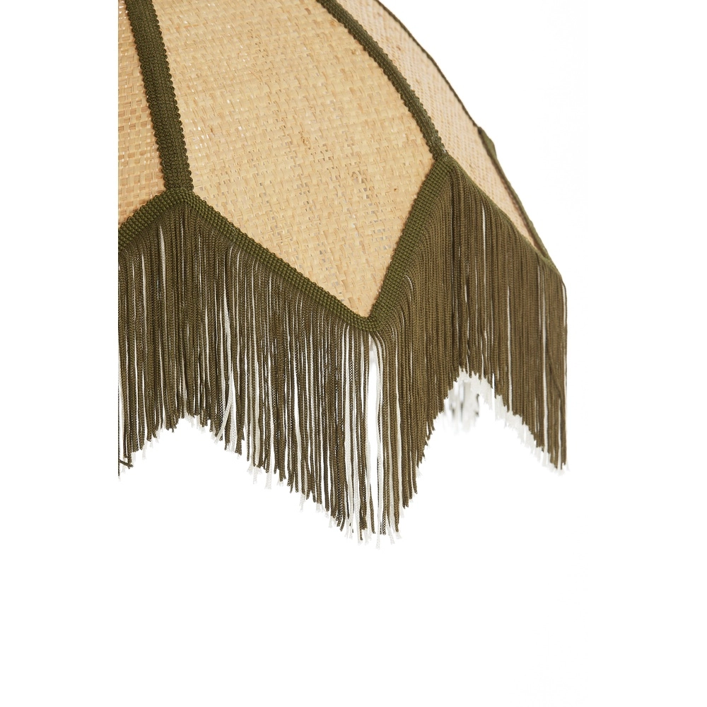 Ø 55cm hanglamp Sulina raffia met groen Light & Living 8717807762414