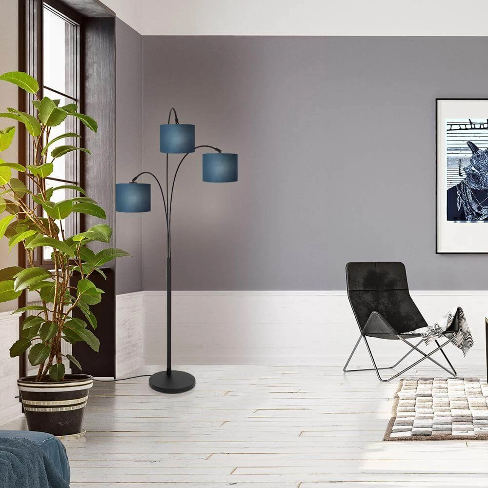 Vloerlamp Sparkled Light zwart met blauwe kappen Steinhauer 8712746173628