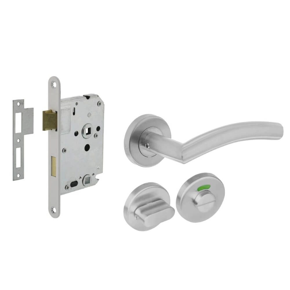Compleet deurklinkset Lisa RVS toilet