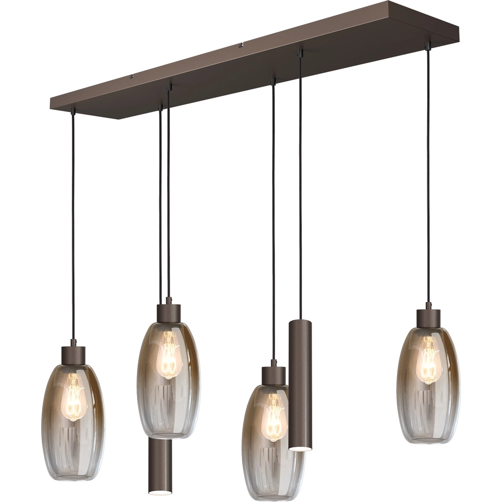Glazen hanglamp Olive 4x Ø 15cm - 2x Run - cacao