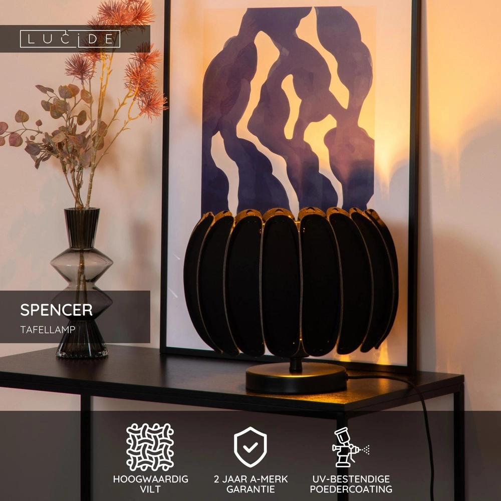 Tafellamp Spencer zwart Lucide 5411212343727