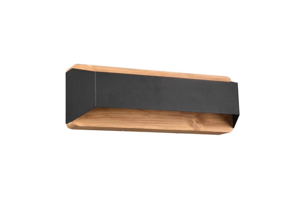 Wand lamp Arino 35cm zwart met houtbruin