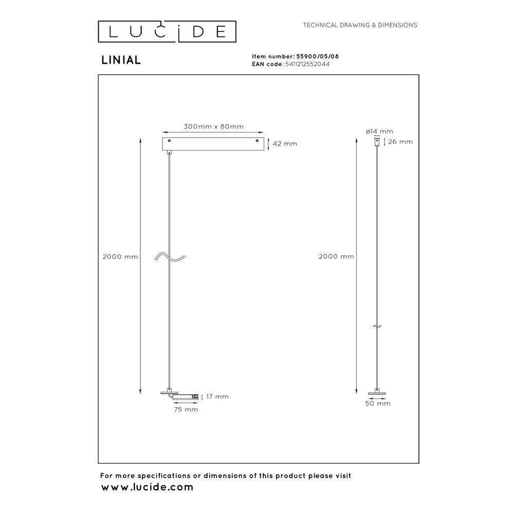 Ophanging opbouwdriver 1-fase Linial mat zwart chroom Premium by Lucide 5411212552044