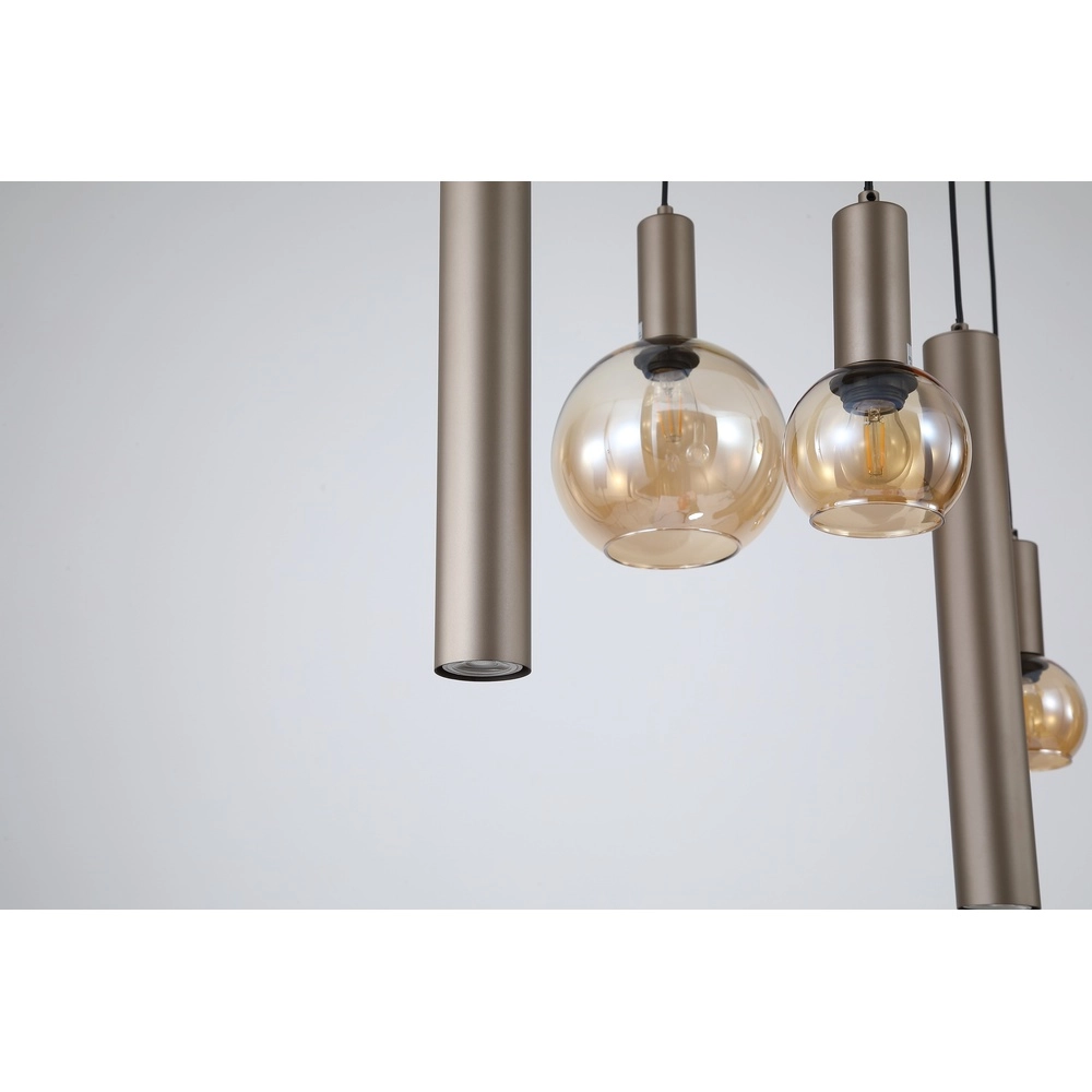 Design hanglamp Lyon amber glas Searchlight 5053423296371