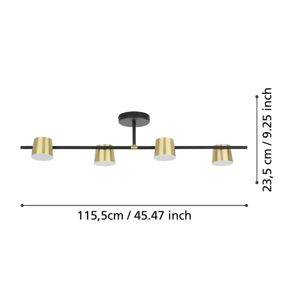 Zwart met gouden plafondlamp Altamira 4-lichts Stars of Light 9002759399849
