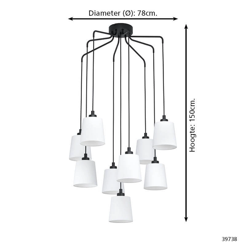 Zwarte hanglamp Bernabetta met wit glas Stars of Light 9002759397388