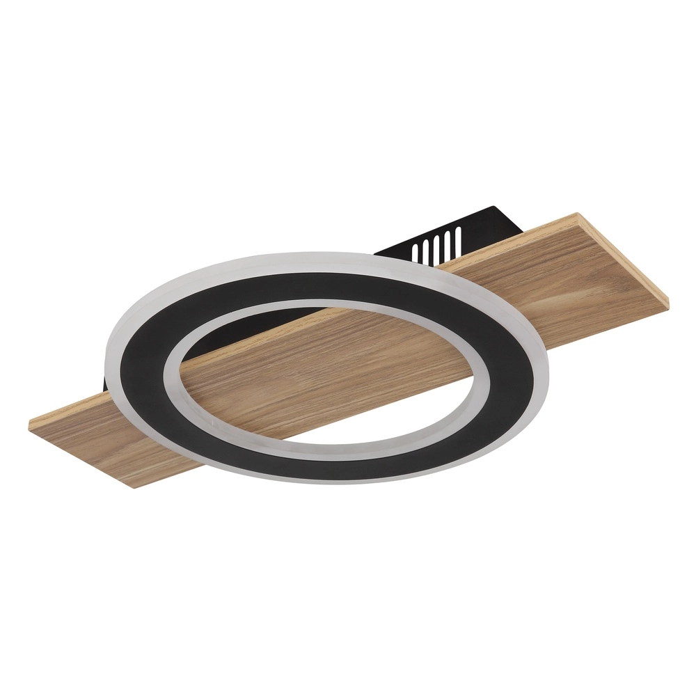 Design plafondlamp Jayden zwart met hout Globo 9007371465408