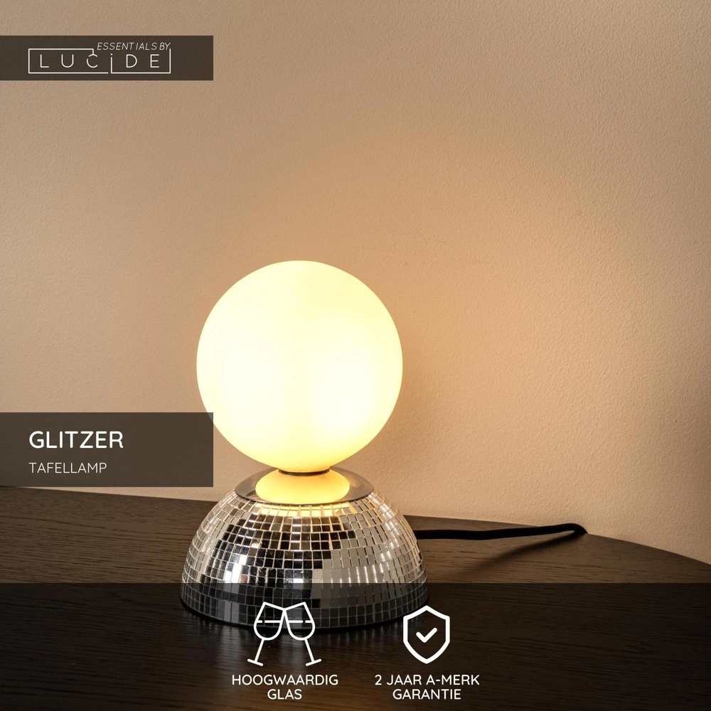 Tafellampje Glitzer zilver Lucide 5411212106513