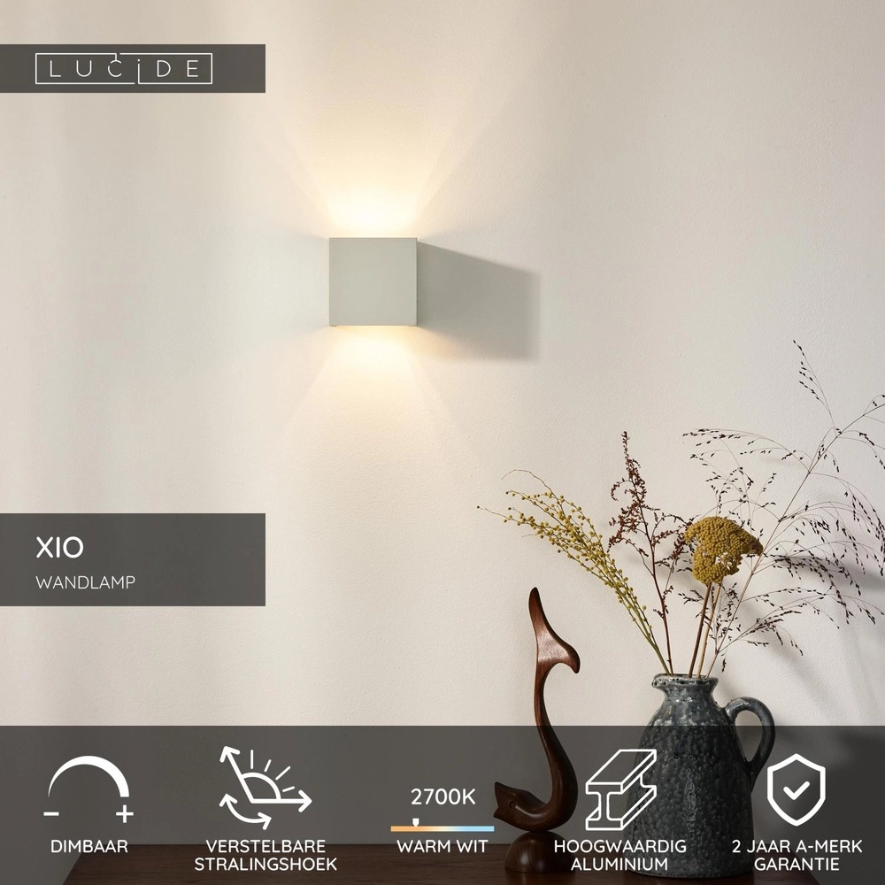 Vierkante wandspot Xio 2700K wit Lucide 5411212091895