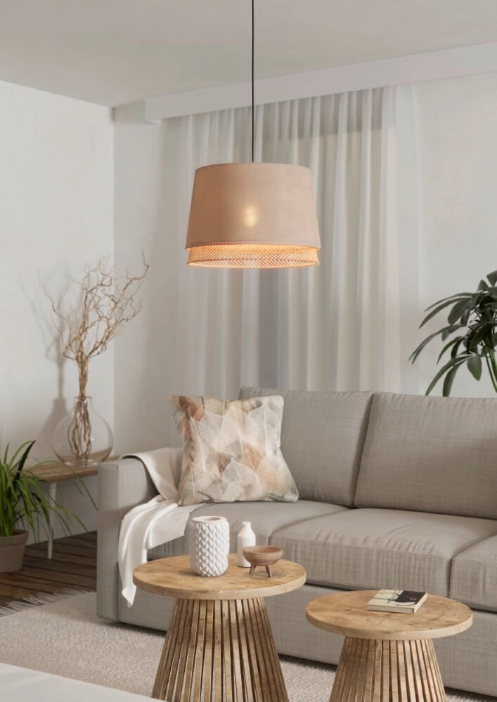 Hanglamp Tabley Ø 38cm - linnen met rotan Eglo 9002759439750