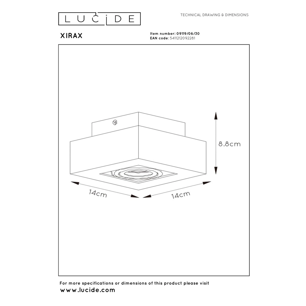 Plafondspot Xirax zwart Lucide 5411212092281