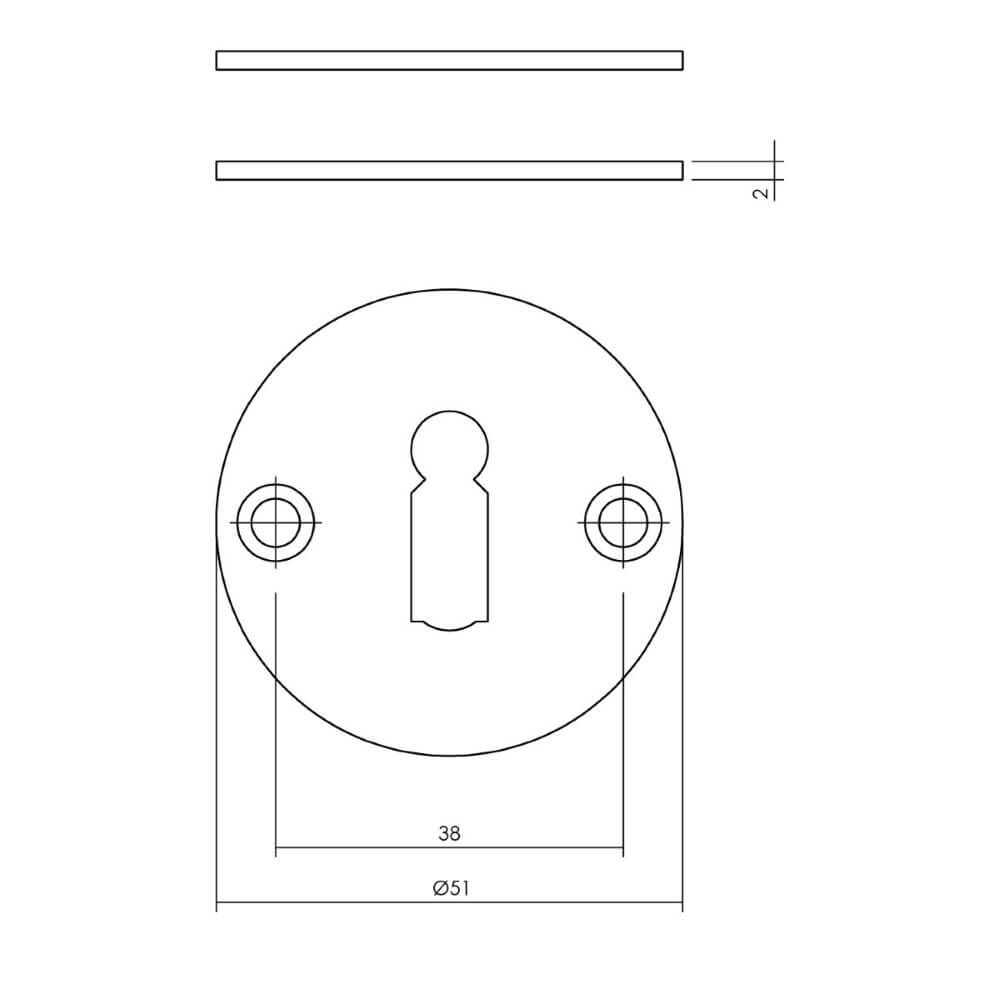 Set van 2 sleutelrozetten Tira RVS 2mm dun Intersteel 8714186586532