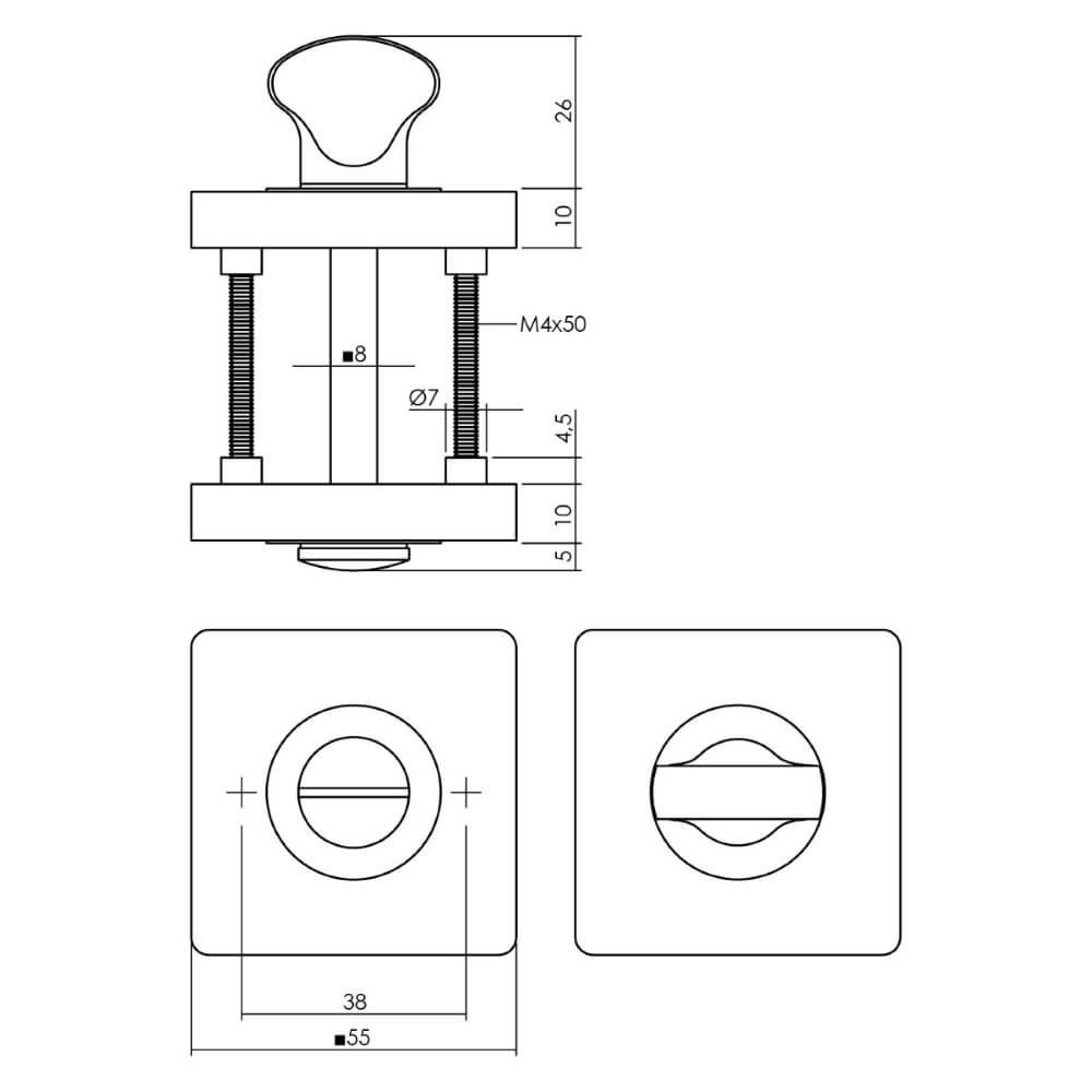 Compleet deurklinkset Hera zwart toilet Intersteel 8714186634622