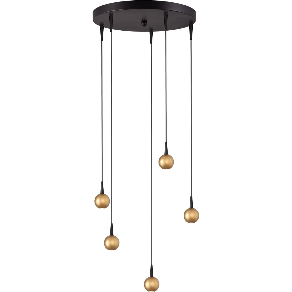 5-lichts hanglamp Talana zwart met goud Ø 35cm DTW
