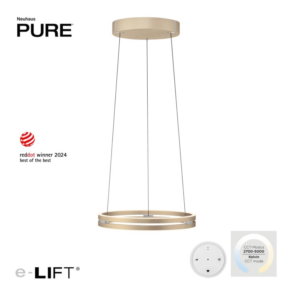 Strakke hanglamp Pure E-Loop messing Paul Neuhaus 4012248372265