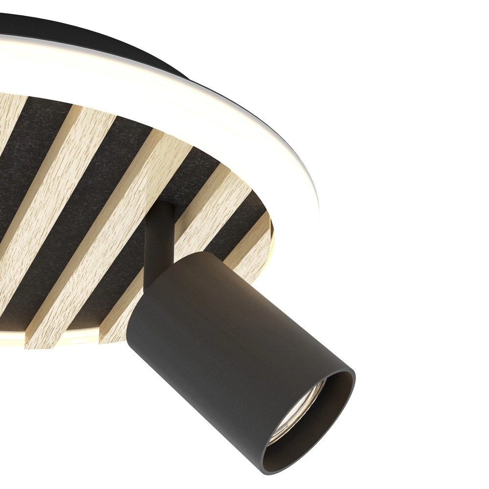 Moderne plafondlamp Cembrano 3-lichts zwart met hout Eglo 9008606388271