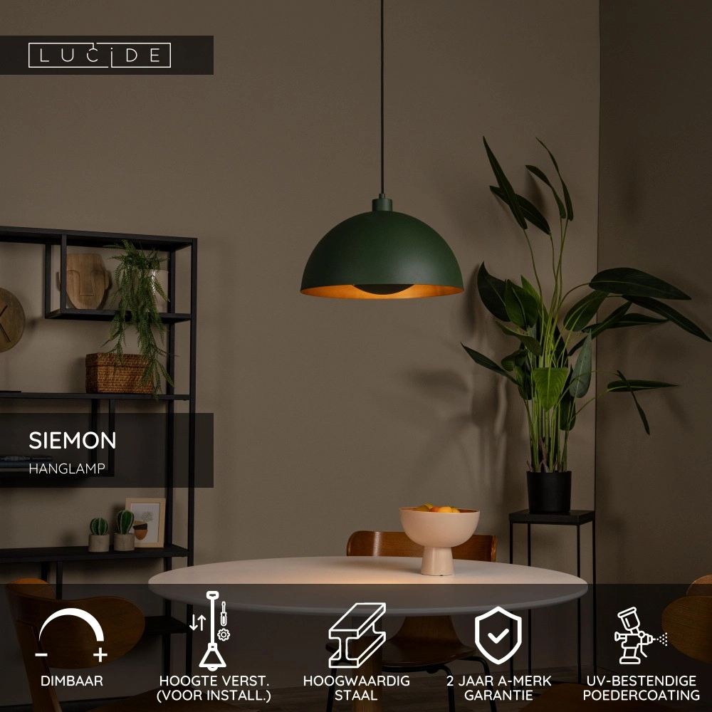 Design hanglamp Siemon groen Lucide 5411212451750