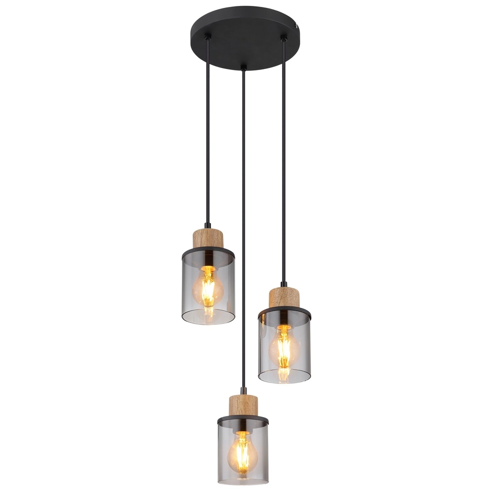 3-lichts hanglamp Reid rond zwart