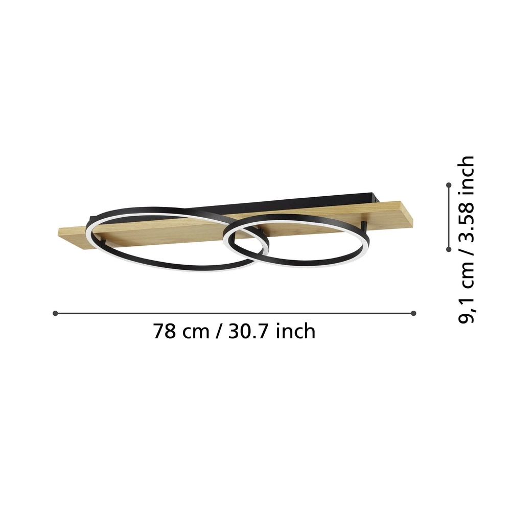 Plafondlamp Boyal 2L - led - met houtlook Eglo 9008606327232
