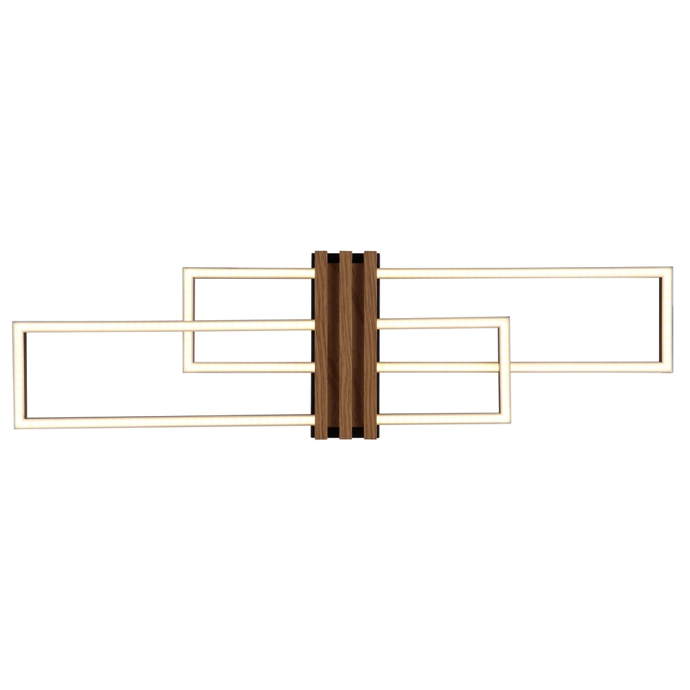 Moderne plafondlamp Dakari I zwart met hout 80cm Globo 9007371525782