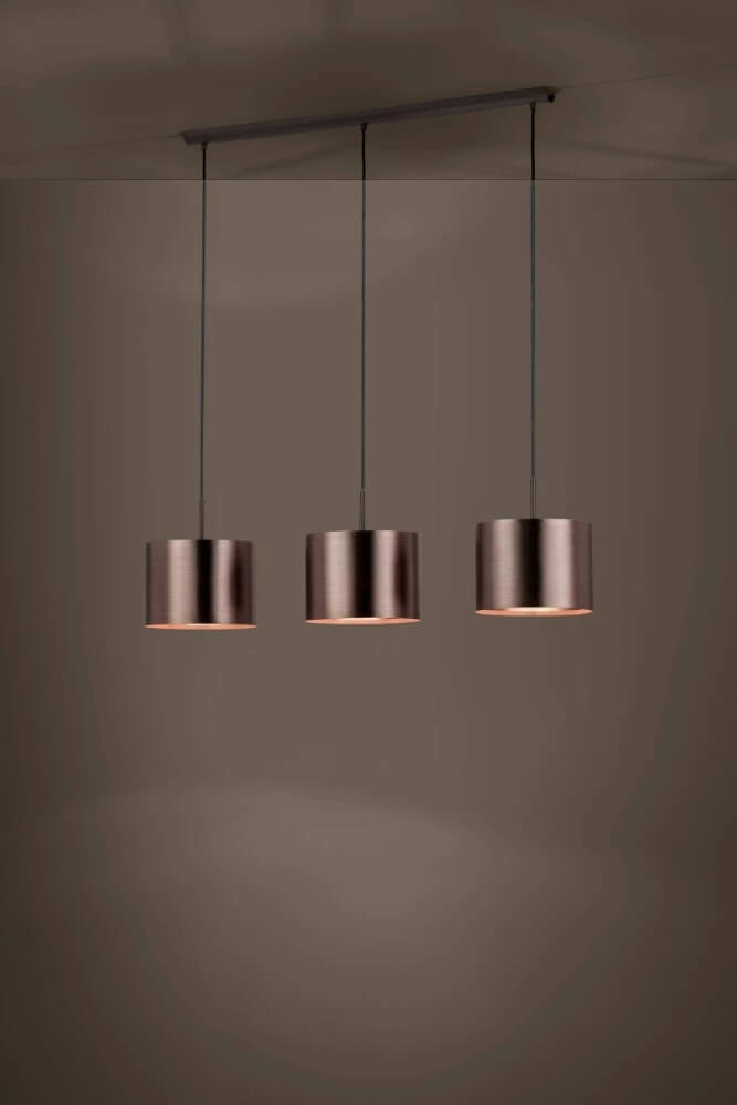 Eetkamer hanglamp Saganto 1 met 3 koperen kappen Stars of Light 9002759393571