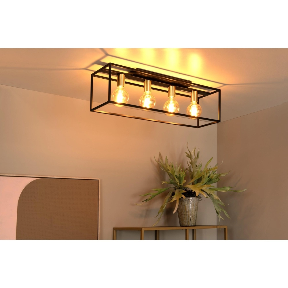 Plafondlamp Ruben zwart 80cm rechthoek Lucide 5411212010902