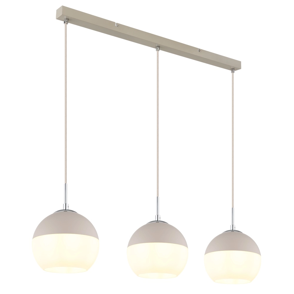 3-lichts hanglamp Ragusa recht zand bruin