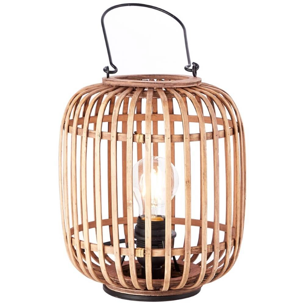 Landelijke tafellamp Woodrow houtbruin met zwart hout Brilliant 4004353357428