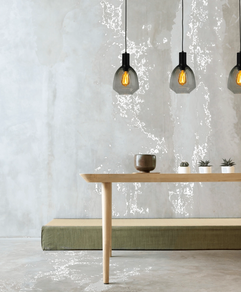 3-lichts hanglamp - zwart - Porto met Nicolette green glazen Masterlight 8718121269580