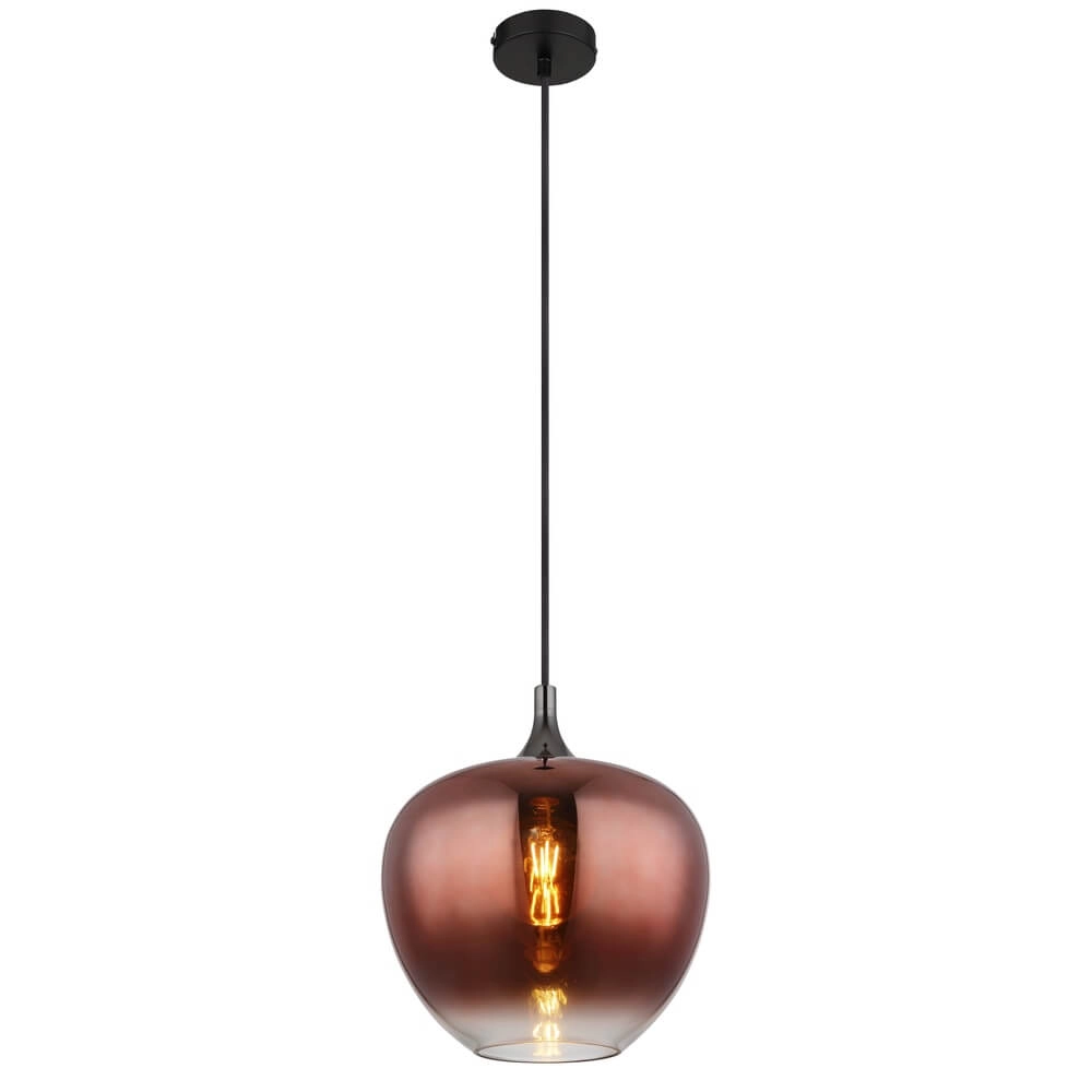 Zwarte hanglamp Maxy met rood glas Ø 29cm