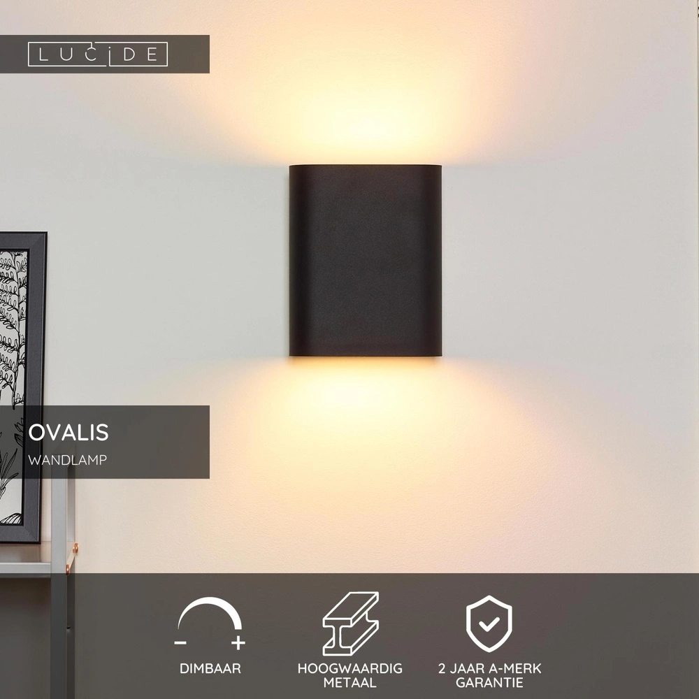 Design wandspot Ovalis zwart Lucide 5411212126894