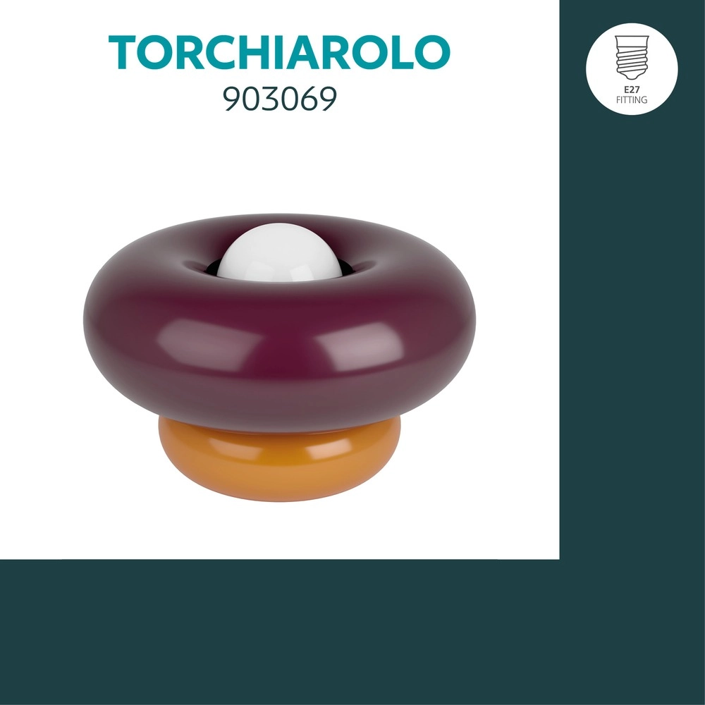 Design tafellamp Torchiarolo oranje met bordeaux rood Eglo 9008606405541