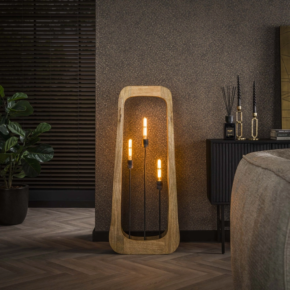 Houten vloerlamp Bray 3x E27 - Mangohout