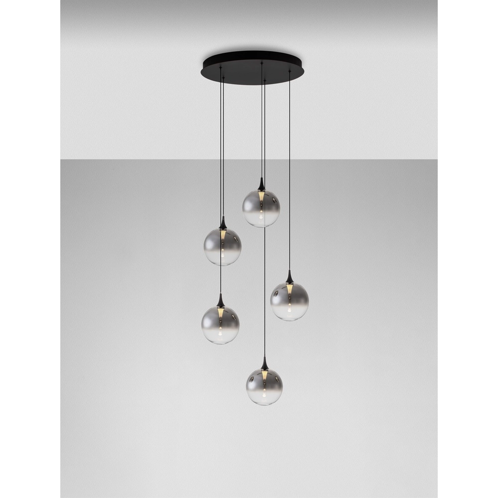 Hanglamp Orenda rond 5-lichts smoke glas Lyora 5212017477644