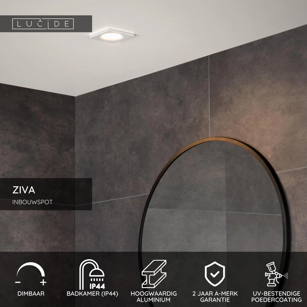 Inbouwspot Ziva IP44 wit Lucide 5411212092205