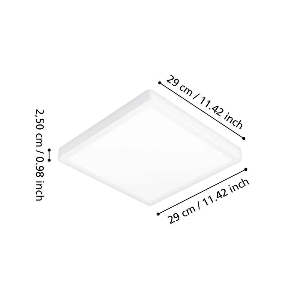Plafonnière IP44 Fueva 6 vierkant - wit - 29x29cm Eglo 9008606330416