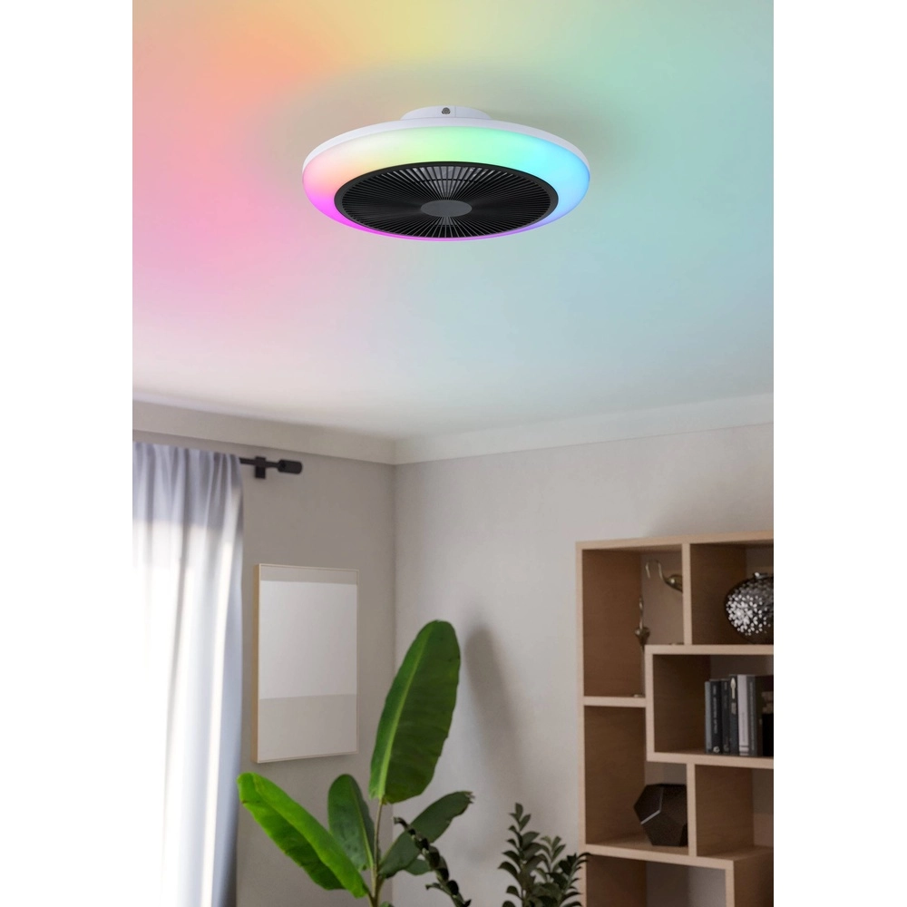 Plafondventilator Sayulita wit met zwart Ø 46cm RGB Eglo 9002759352165