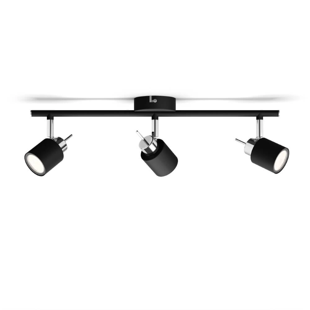 Zwarte plafondspot Meranti 3x GU10 Philips 8719514465411