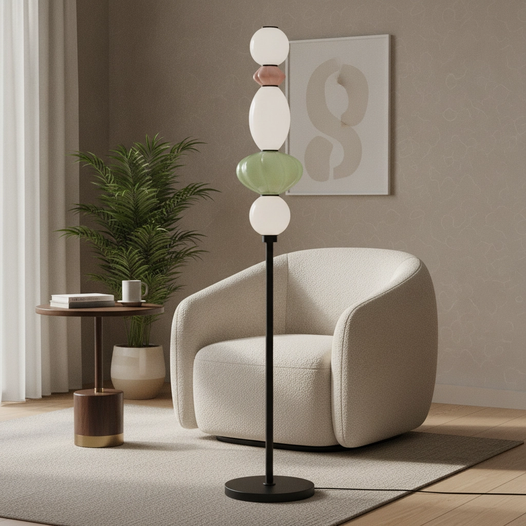Vloerlamp Oneta wit - roze - groen