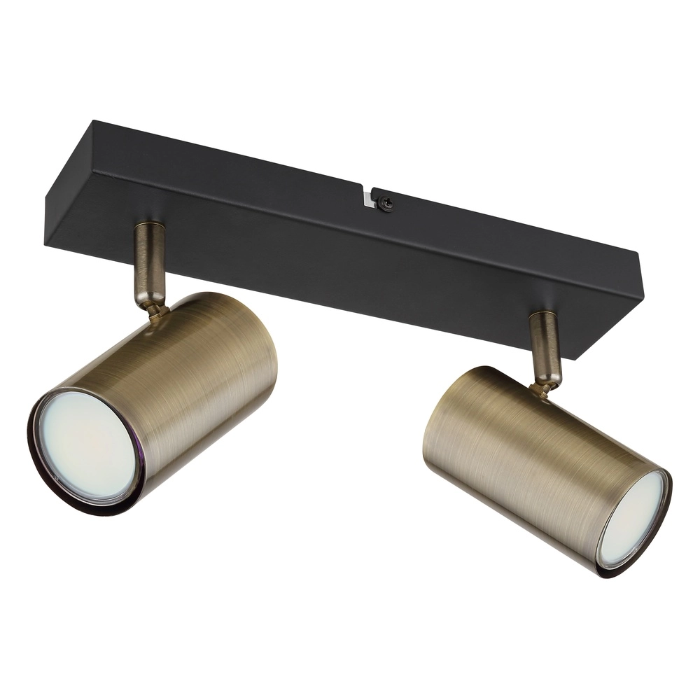Plafondlamp 2-lichts Robby zwart met brons Globo 9007371439980